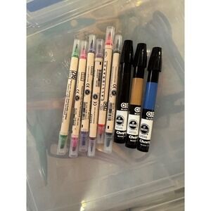 6 ZIG Memory System Calligraphy & 3 Chartpak AD Markers Mixed Lot Professional